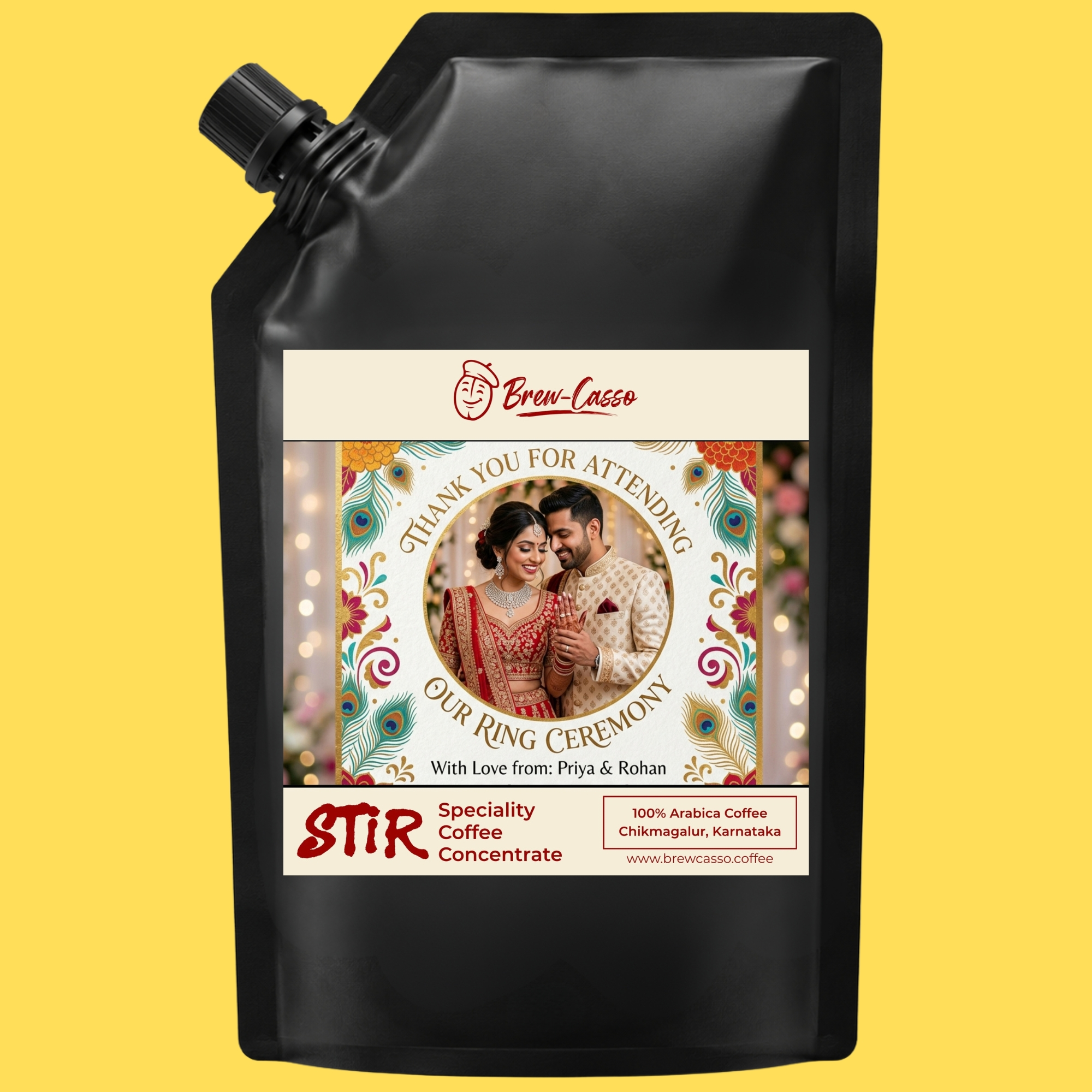 Custom STIR coffee label sample